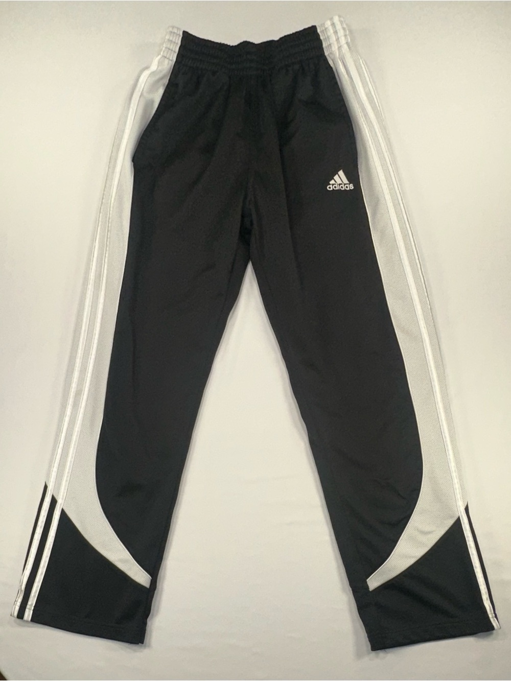 Adidas Mens Small Track Pants Black White 3 Stripe Athletic Warm Up Vintage 2010